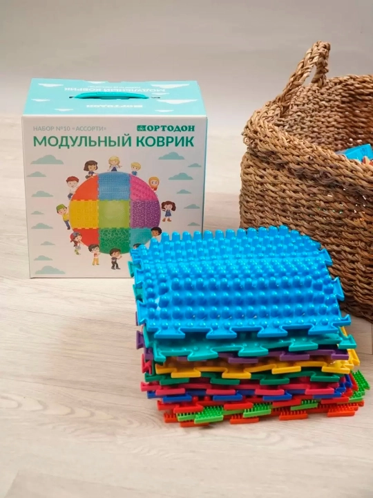 Orto-jumboqli modulli o'yin massaj gilamchasi Ortodon, rivojlantiruvchi, oyoqlar uchun ortopedik