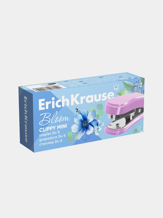Mini stepler 24/6, 26/6 ErichKrause Clippy Mini Pastel Bloom 15 varaqgacha, assorti 61742