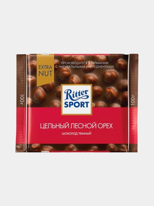 Шоколад темный Ritter Sport, с цельным лесным орехом, 100 г