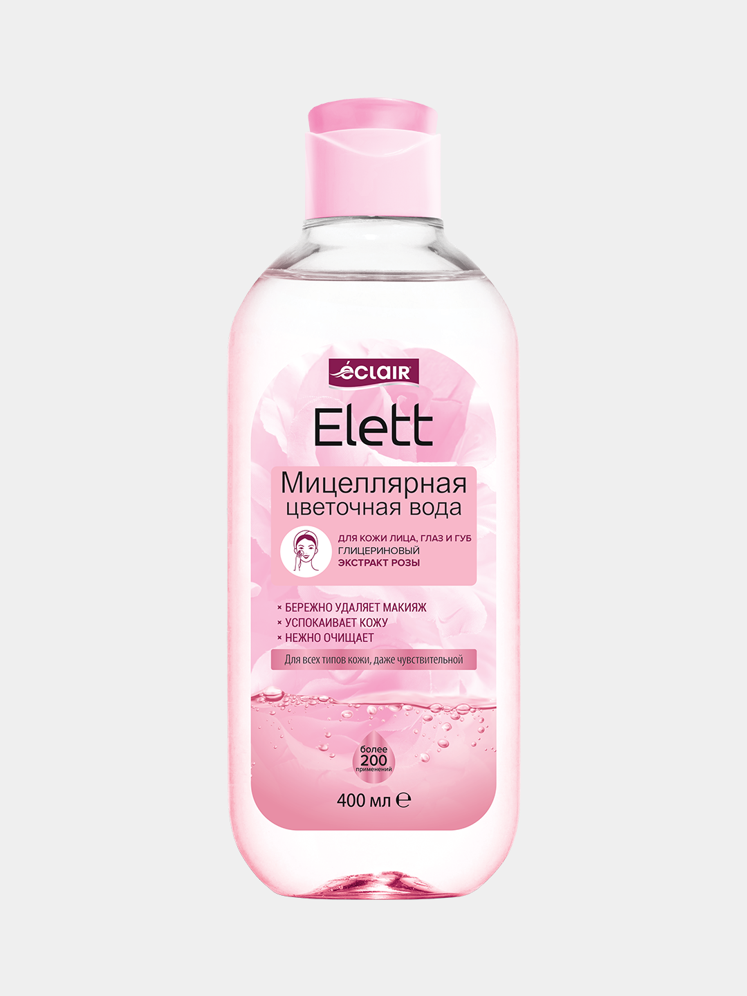 Мицеллярная цветочноя вода Elett глицериновый экстракт розы 400 мл - 