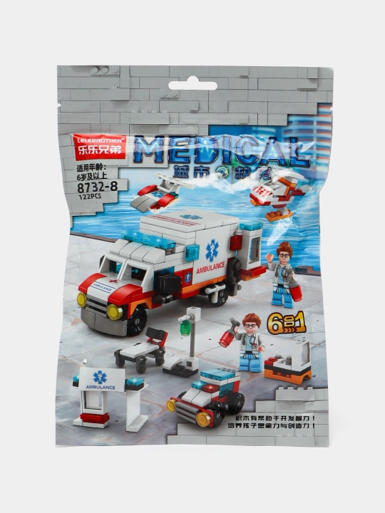 Конструктор 6 в 1, Спасательная техника, совместим с Lego