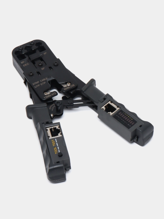 Asbob qisqichi E8BA Cat5e Cat6, siqish uchun testerli ombir RJ45 RJ12 8P 6P portlar mavjud