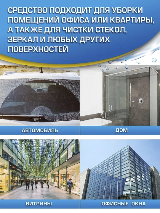 Супер концентрат очиститель, растворимые таблетки для мытья стёкол, омывайка, 1 шт на 4 л