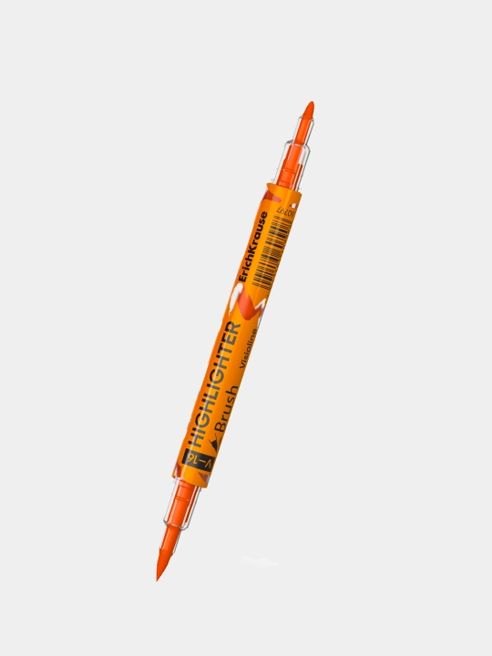 Ikki tomonli matn markeri ErichKrause Visioline V-16 Brush Neon, to'q sariq rang 60797