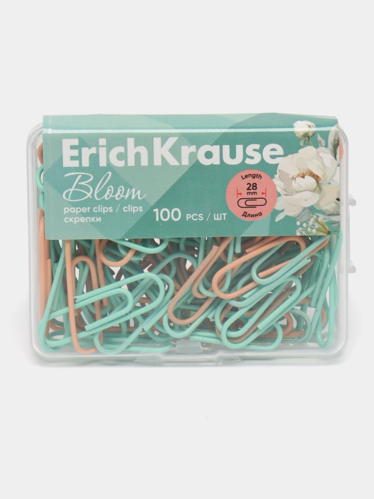 Vinil qoplamali metall skrepkalar ErichKrause Pastel Bloom, 28 mm, assorti 62051 - 