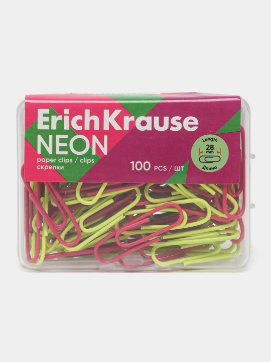 Vinil qoplamali metall skrepkalar ErichKrause Neon, 28 mm, assorti 62050 - 