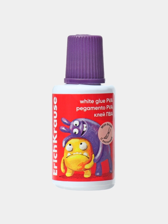 Клей ПВА ErichKrause EasyStick, Jolly Friends, с кисточкой, 20 мл, ассорти 61288