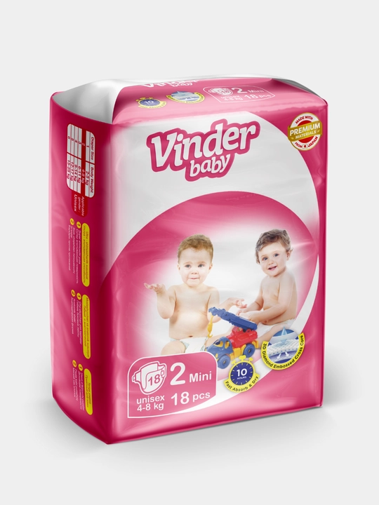 Подгузники Vinder baby PREMIUM Materials 2 Mini, 18 шт, 4-8 кг - 