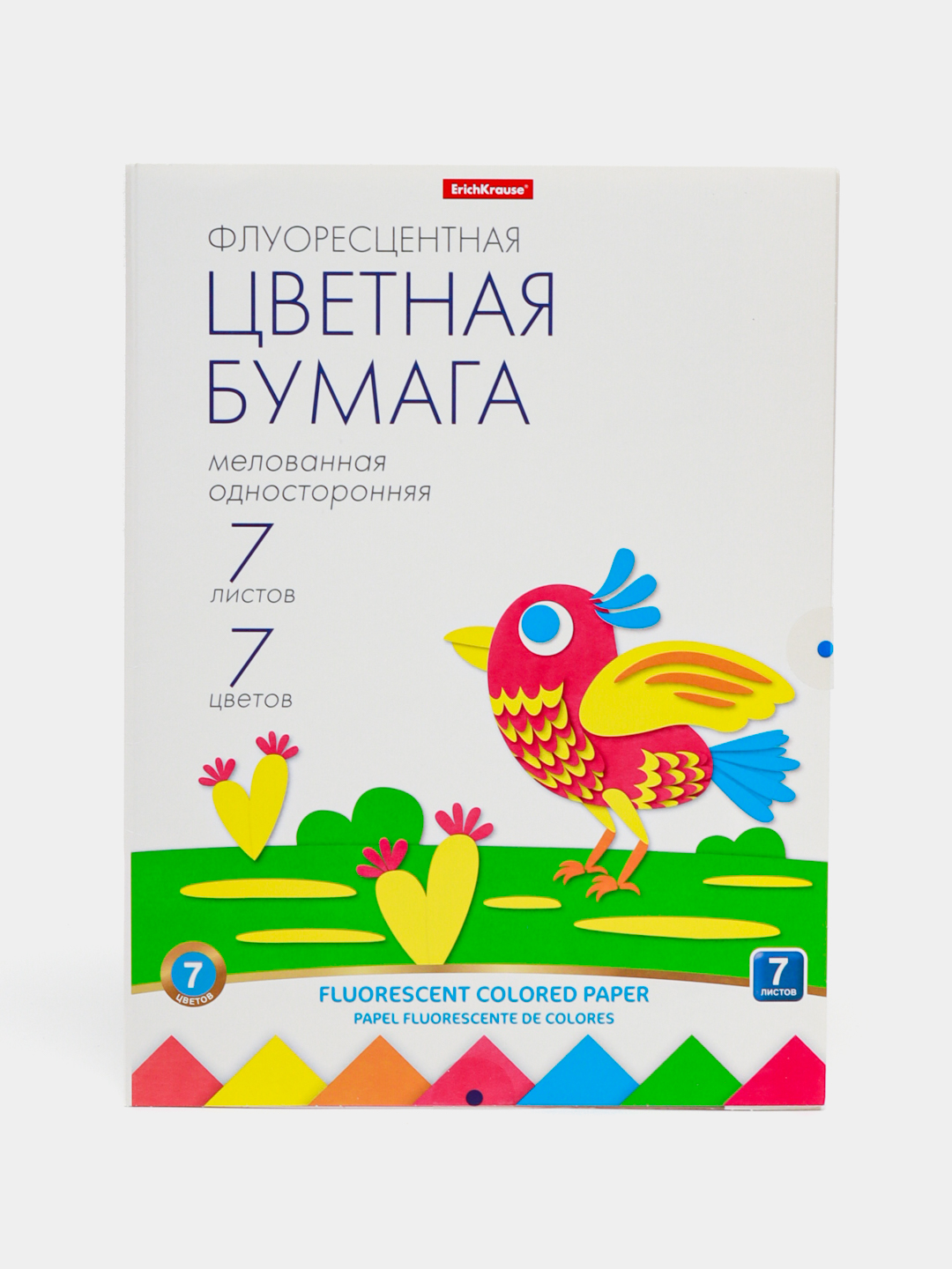 Floresantli rangli qog'oz, papkada ErichKrause, А4, 7 varaq, 7 rang 58484 - 