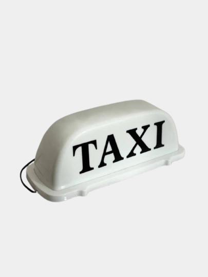 Знак такси, белый и желтый — SVETMAG-TAXI-БЕЛЫЙ