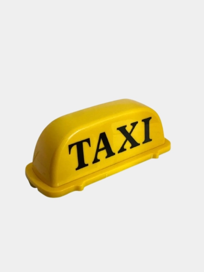 Знак такси, белый и желтый — SVETMAG-TAXI-ЖЕЛТ