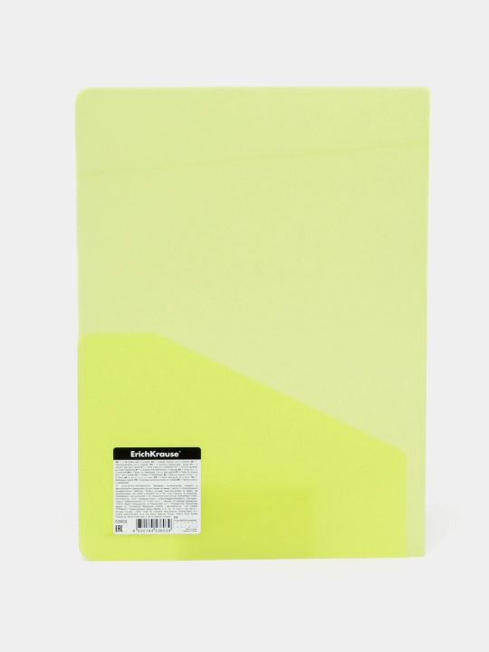 Burchak papka plastik ErichKrause Glossy Neon, 2 bo'linmali, A4, yarim shaffof, 53603