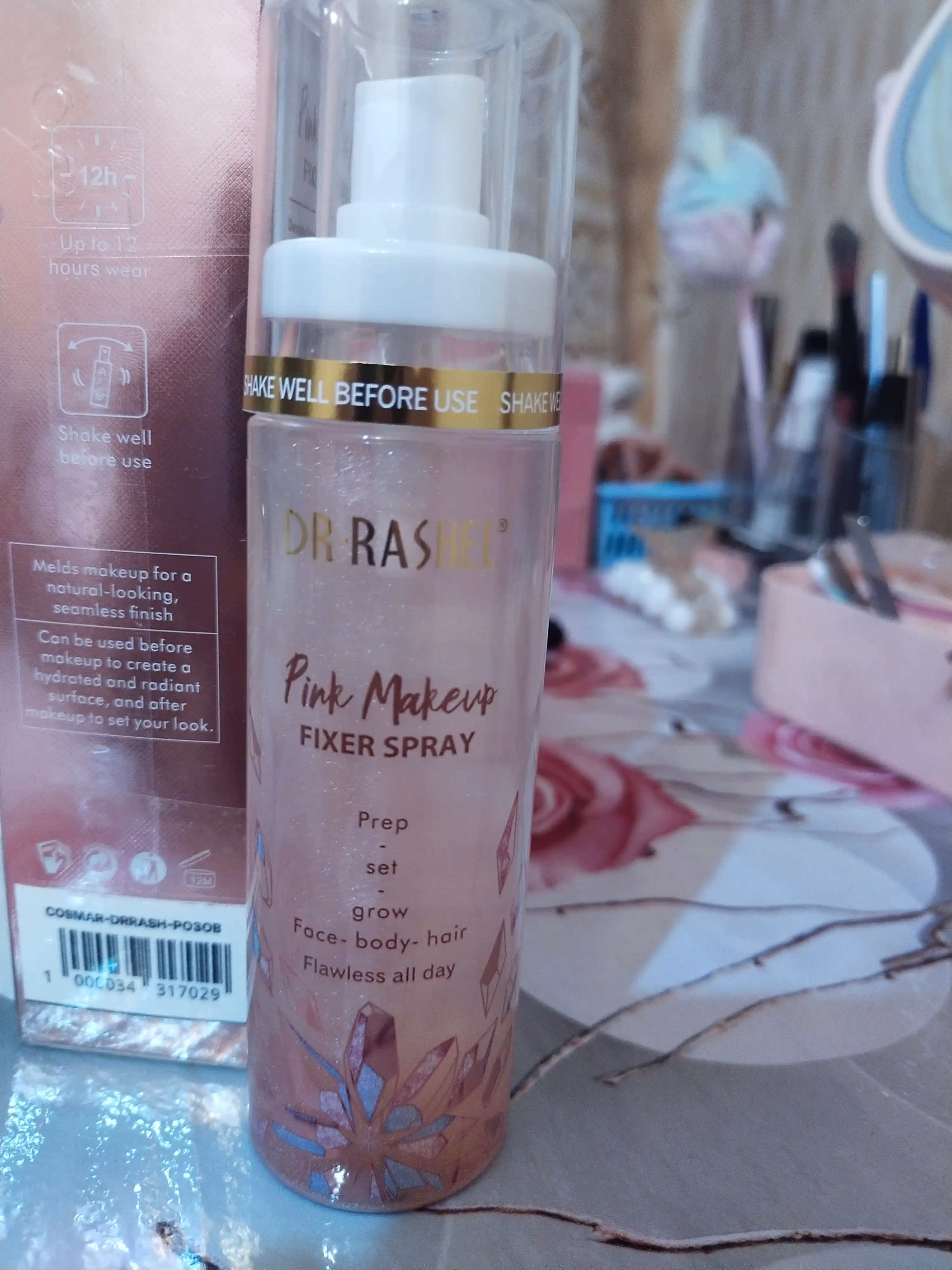 Yuz makiyaj uchun, namlovchi fiksator sprey, Gold и Pink, 100 ml