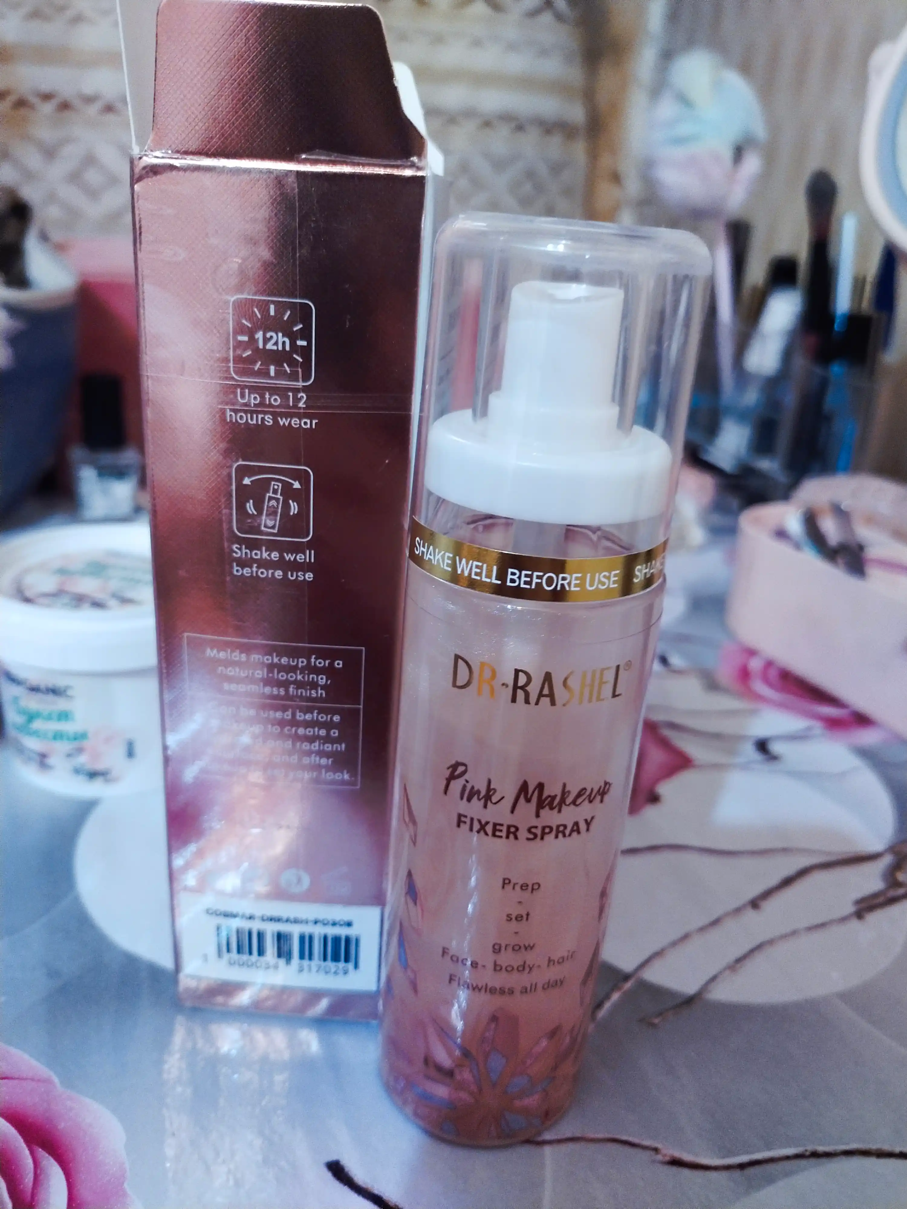 Yuz makiyaj uchun, namlovchi fiksator sprey, Gold и Pink, 100 ml
