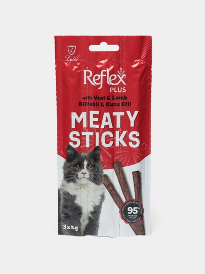 Reflex PLUS MEATY STICK мясные палочки телятина с ягненком для взрослых кошек