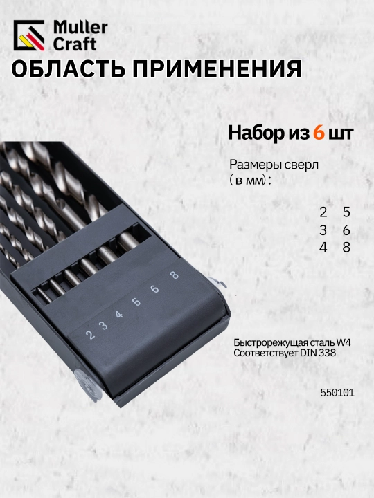 Набор сверл по металлу MK-1008 Muller Craft, 13 шт