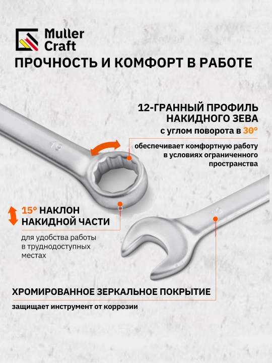 Набор комбинированных гаечных ключей, MK-1012 Muller Craft