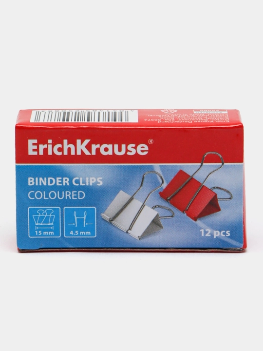 Зажимы для бумаг ErichKrause Classic, 15 мм, ассорти (в коробке по 12 шт.) 25088