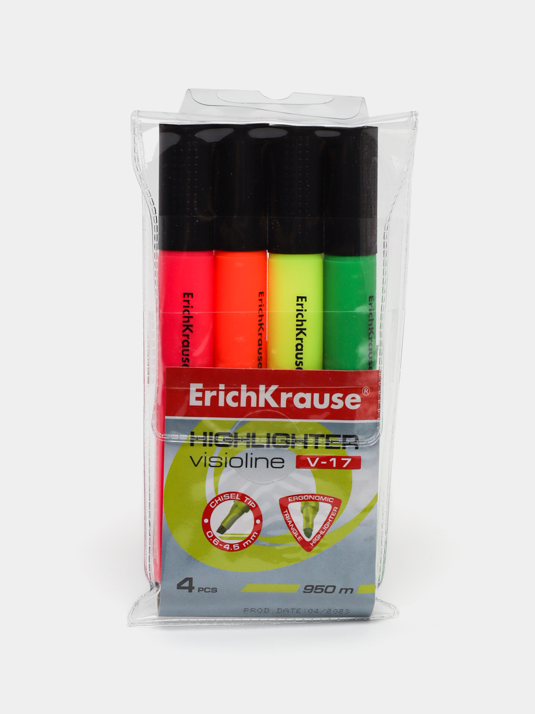 Набор из 4 текстмаркеров ErichKrause Visioline V-17 Neon, 56704 - 