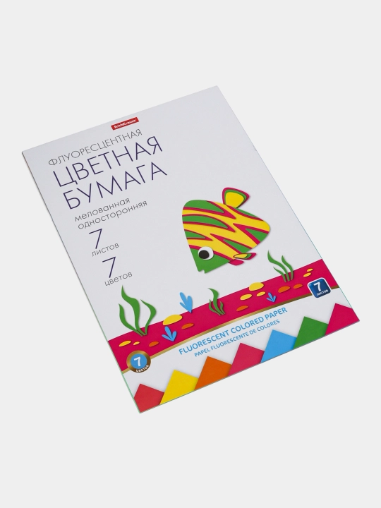 Floresanli rangli qog'oz, yelimli ErichKrause, А4, 7 varaq, 7 rang 58482
