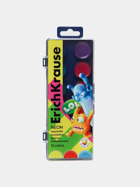 Краски акварельные ErichKrause Jolly Friends Neon 12 цветов 61371 - 