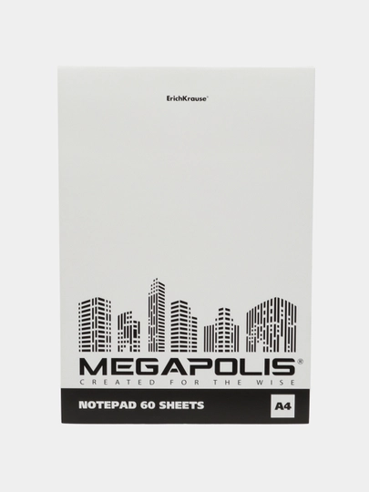 Блокнот на клею ErichKrause MEGAPOLIS Blanc, А4, 60 листов, без линовки 49798 — ERKR-P12C6F0