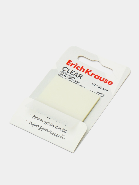 Блок самоклеящийся пластиковый ErichKrause Clear, 40 * 50 мм, 50 листов, прозрачный 61698