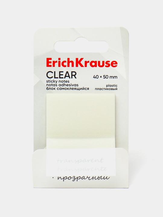 O'zi yopishadigan qog'ozli blok ErichKrause Clear, 40 * 50 mm, 50 varaq, shaffof 61698 - 