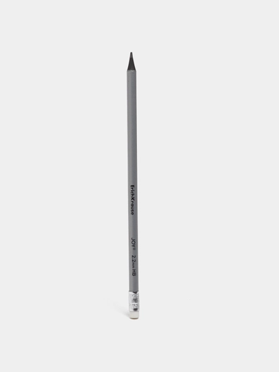 Чернографитный карандаш пластиковый ErichKrause JOYMetallic, круглый, с ластиком, HB 55274 — ERKR-P12C499-ТЕМНСЕР