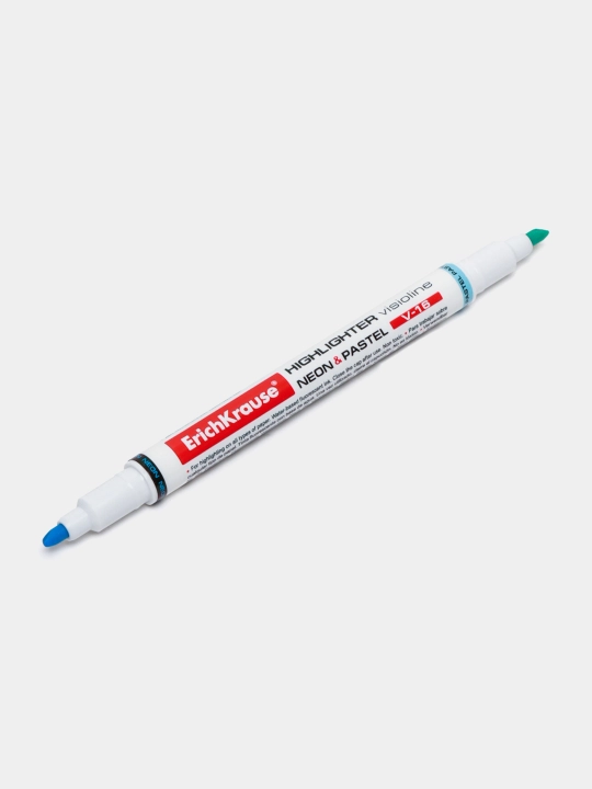 Двухсторонний текстмаркер ErichKrause Visioline V16 Neon+Pastel, цвет чернил голубой 56018