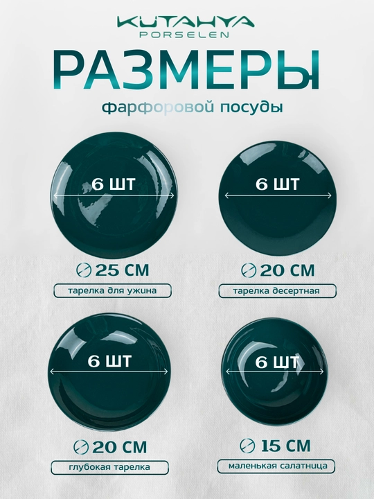 Набор посуды на 6 персон Kutahya Porselen, 24 предмета