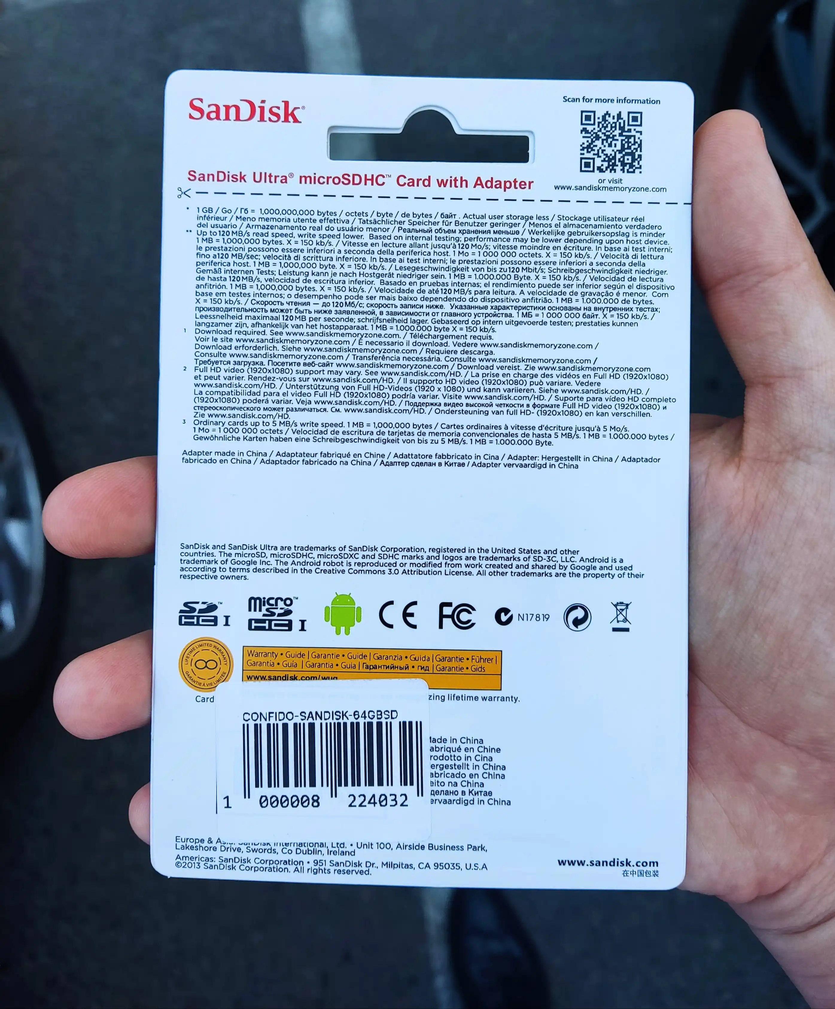 Карта памяти SanDisk Ultra microSDHC UHS-I, с адаптером