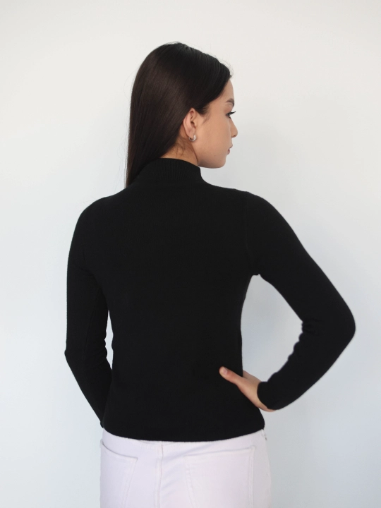 Ayollar sviteri, longsliv, slim-fit, bo'yingacha, chiziqli