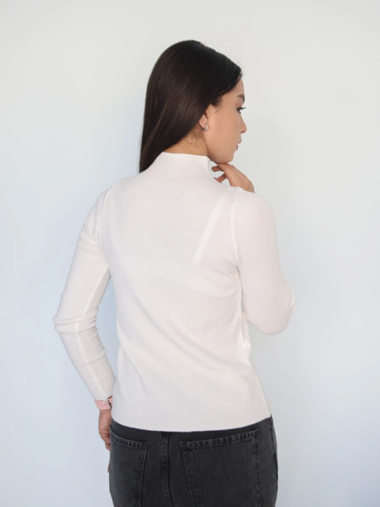 Ayollar sviteri, longsliv, slim-fit, bo'yingacha, chiziqli