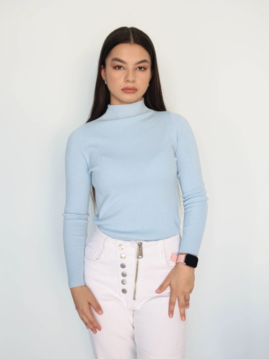 Ayollar sviteri, longsliv, slim-fit, bo'yingacha, chiziqli