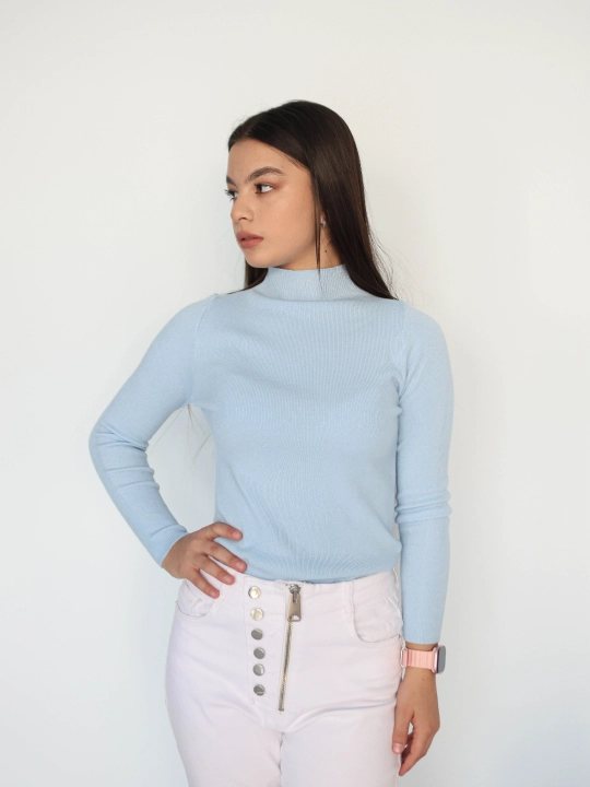 Ayollar sviteri, longsliv, slim-fit, bo'yingacha, chiziqli