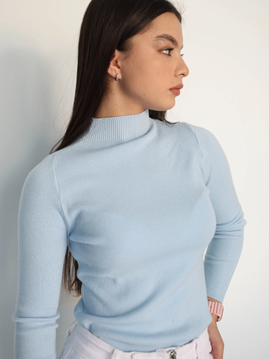 Ayollar sviteri, longsliv, slim-fit, bo'yingacha, chiziqli