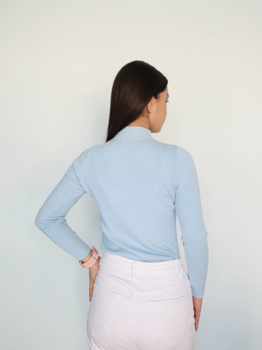 Ayollar sviteri, longsliv, slim-fit, bo'yingacha, chiziqli
