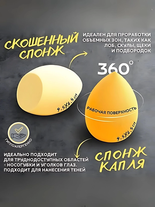 Набор косметических губок 4 в 1, с дорожным футляром