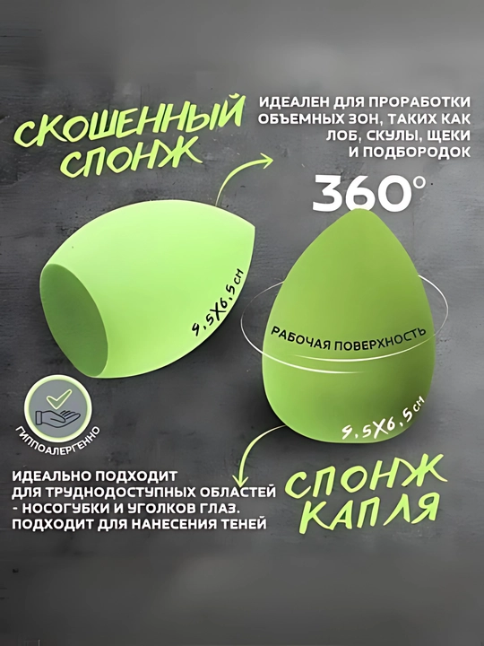 Набор косметических губок 4 в 1, с дорожным футляром