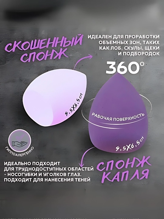 Набор косметических губок 4 в 1, с дорожным футляром