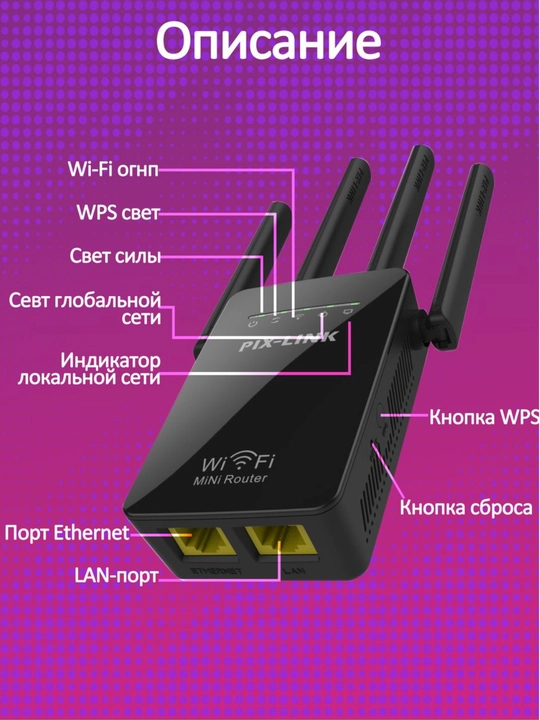 Усилитель сигнала WiFi, мини роутер, репитер для дома, 3 в 1