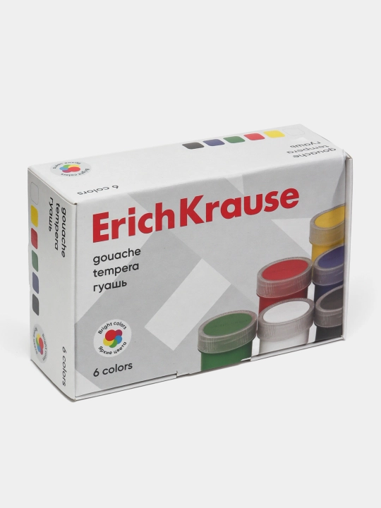 Гуашь ErichKrause 6 цветов по 17 мл, в коробке 6 шт, 50543 - 