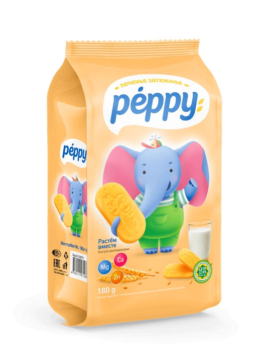 Peppy uzoq muddatli pechene Ca, Mg, Zn, 180 gr