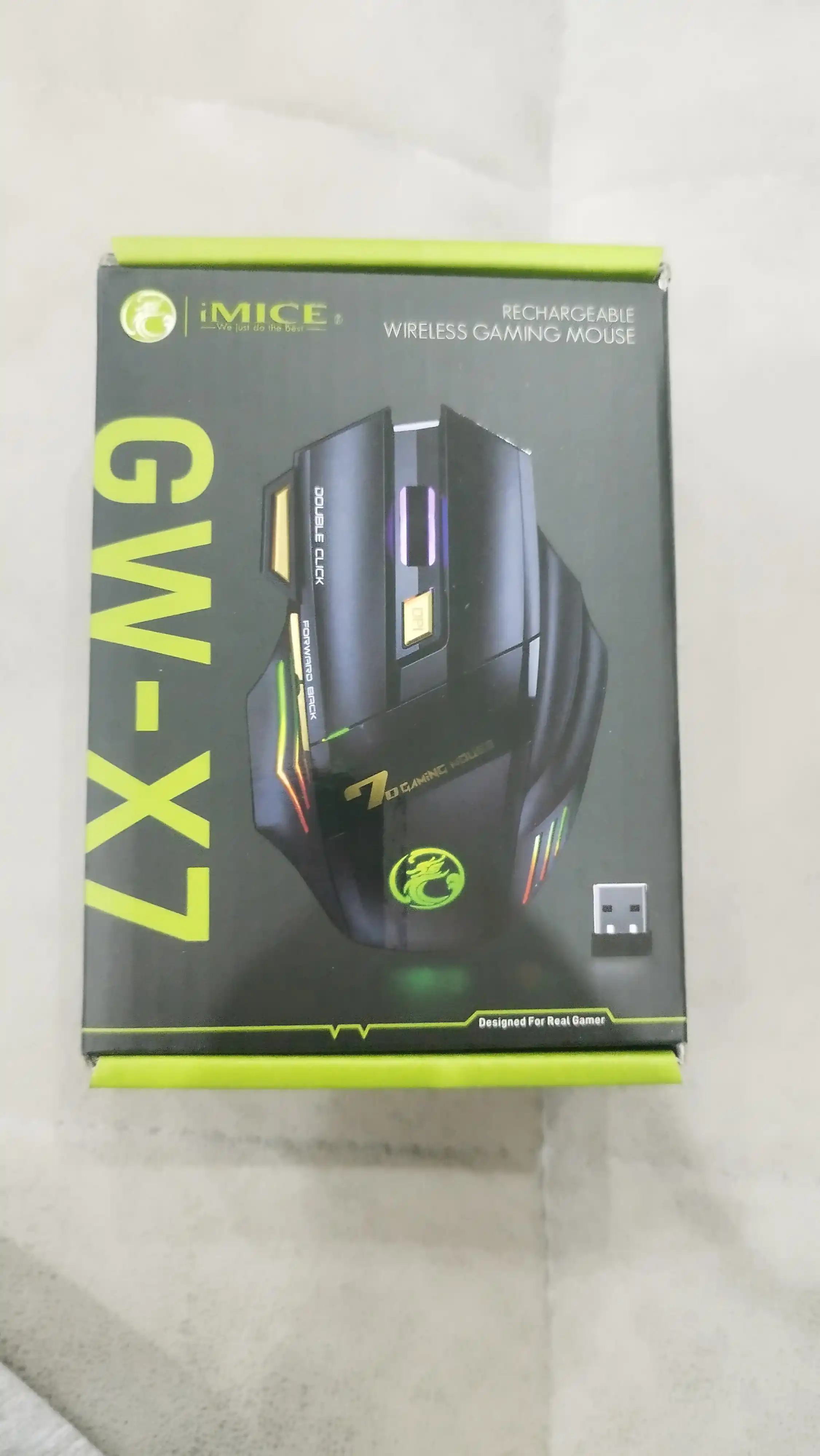 Игровая мышка iMICE GW-X7, беспроводная 2.4G, 3200 DPI, RGB, 7 кнопок, тихий клик, Type-C
