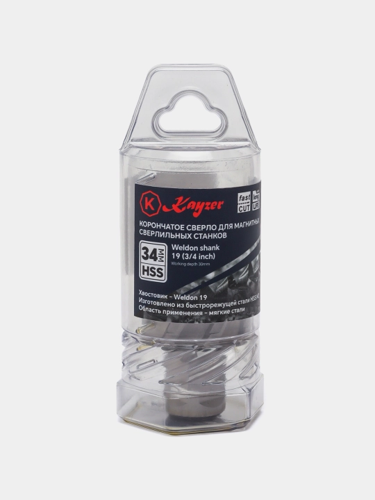Magnit burg'ulash mashinalari uchun yadroli parma 34 mm, HSS Kayzer - 