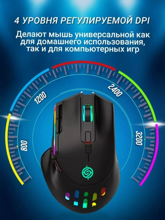 Simsiz sichqoncha, 10 knopkalar, 2.4 GHz, 3200 DPI, RGB