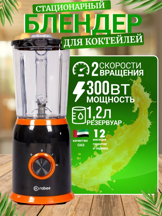 Стационарный блендер Rabee RG-200, измельчитель для овощей и фруктов - 