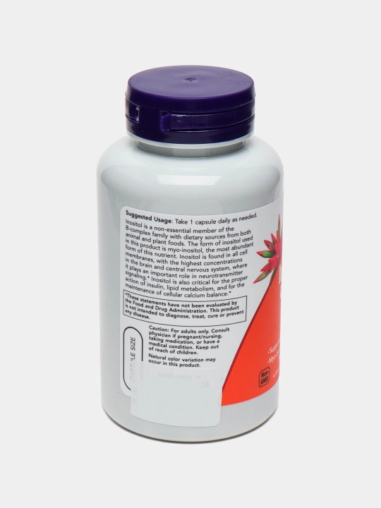 Inositol NOW Supplements 500 mg, membrana va hujayra salomatligi, 100 kapsula, Halol