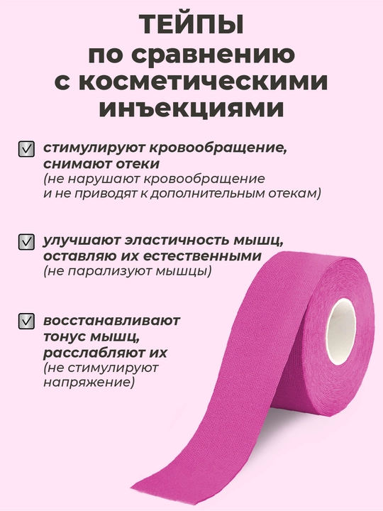 Kinesio тейп, лента для лица и тела, против морщин, пластырь спортивный, хлопок, 2 шт